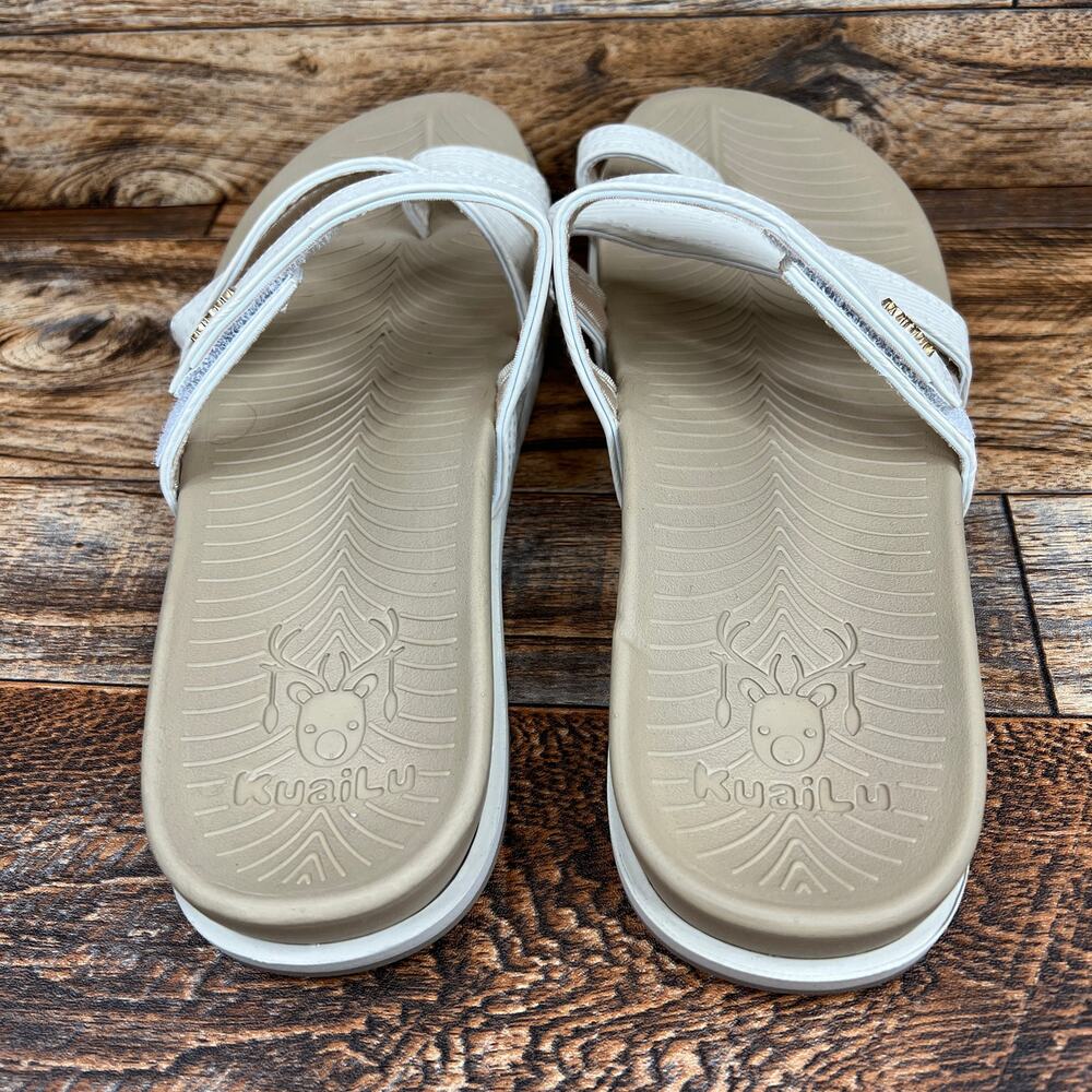 KuaiLu Beige Orthotic Slip On Slide Sandals Women's 9.5 Cushion Summer Shoes - Picture 4 of 8